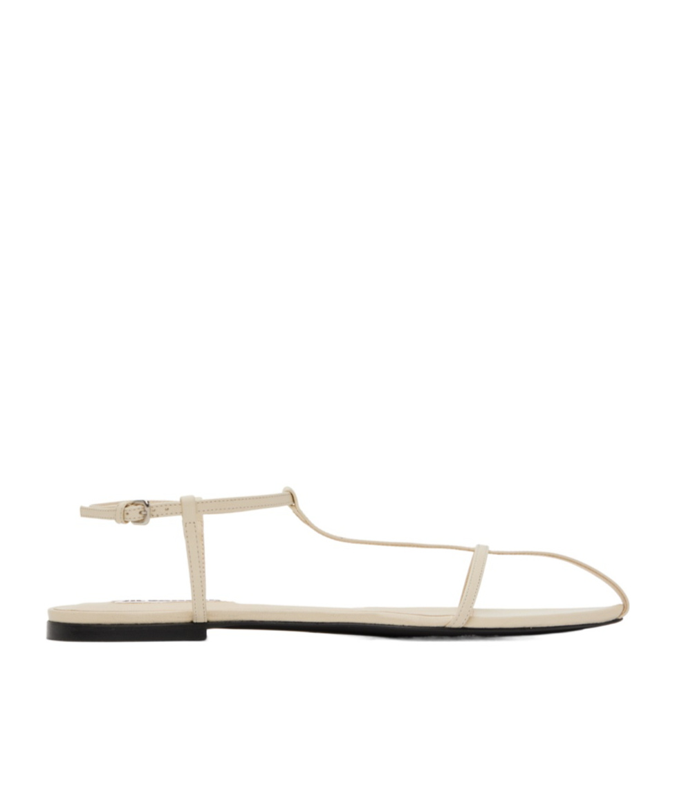 Jil Sander 10mm Leather T-bar Sandals In Nude