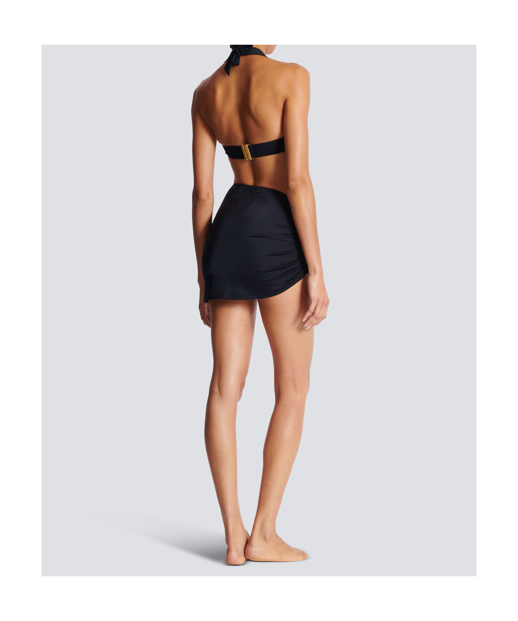 Balmain Draped Embellished Beach Cover-up In Black