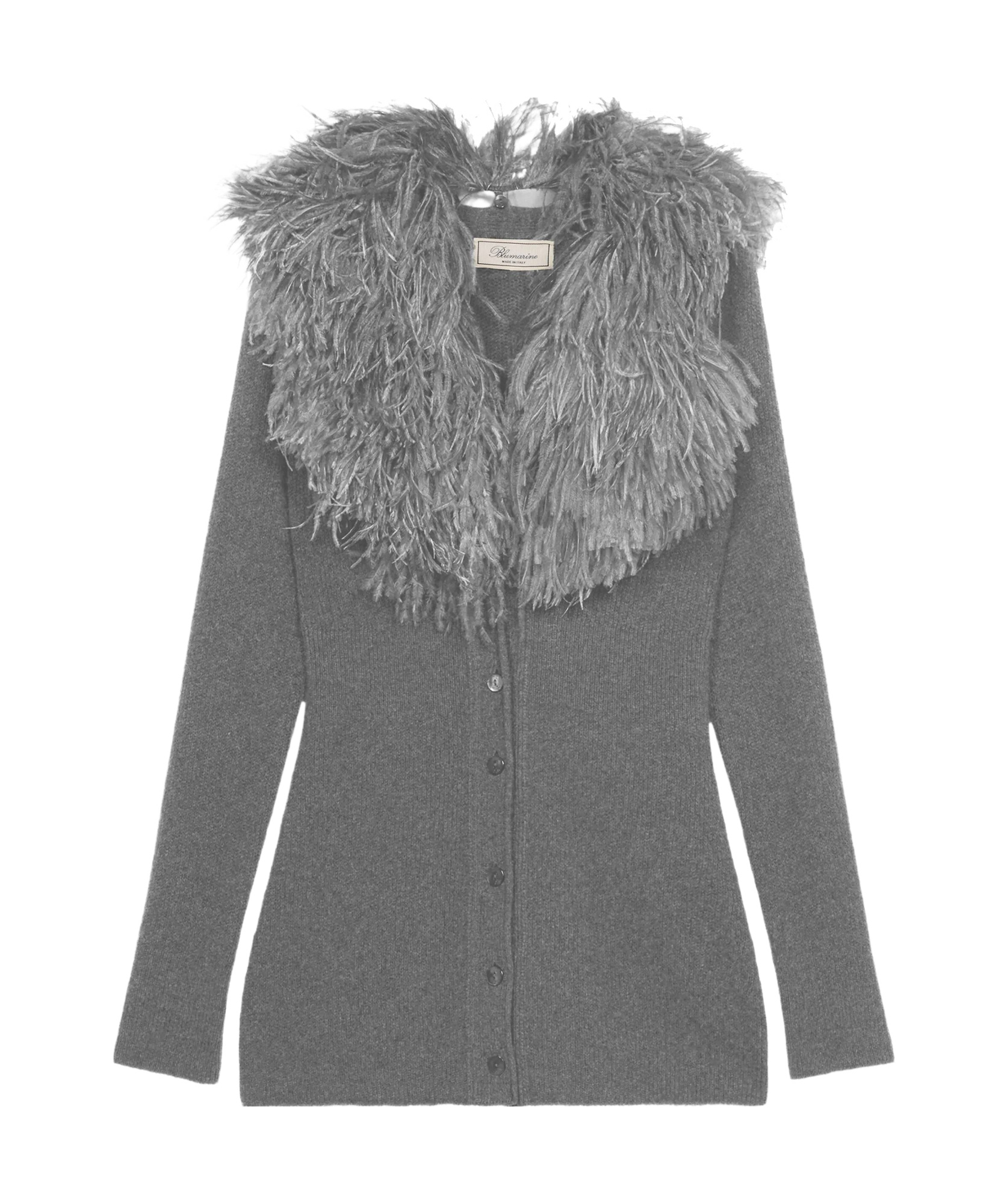 Blumarine Long-sleeved Cardigan In Gray