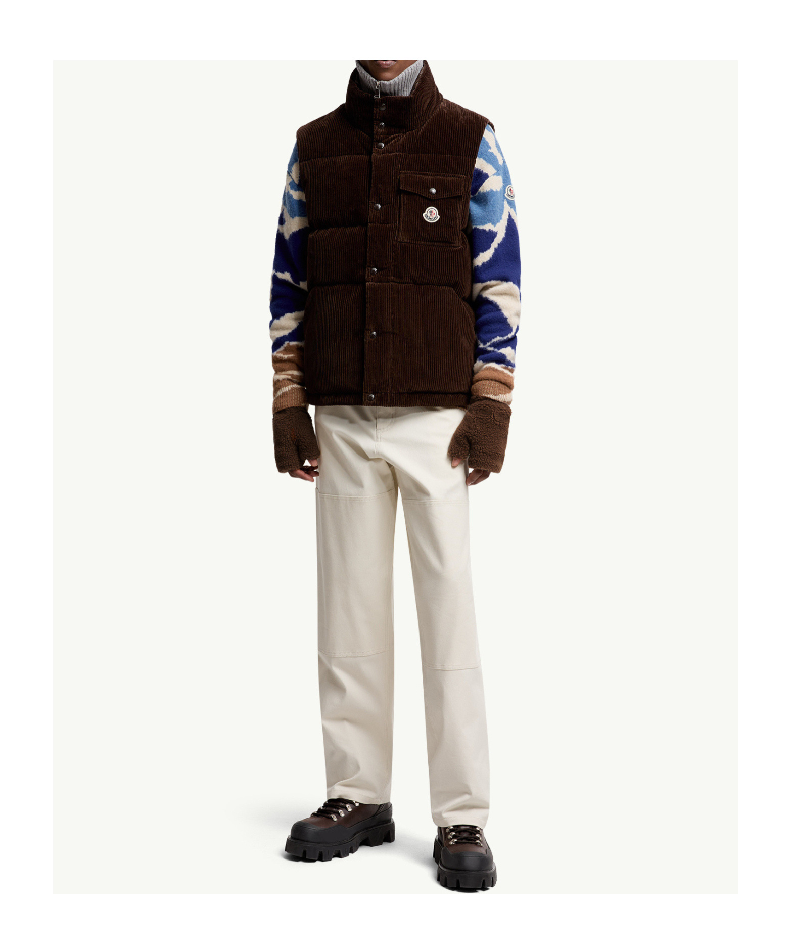 Moncler Mens Taupe Agen Sleeveless Corduroy Gilet In Brown