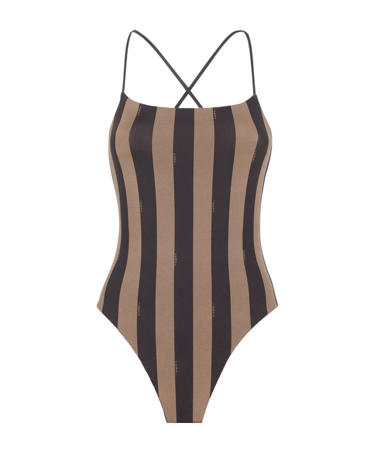 FENDI BROWN LYCRA REVERSIBLE SWIMSUIT 