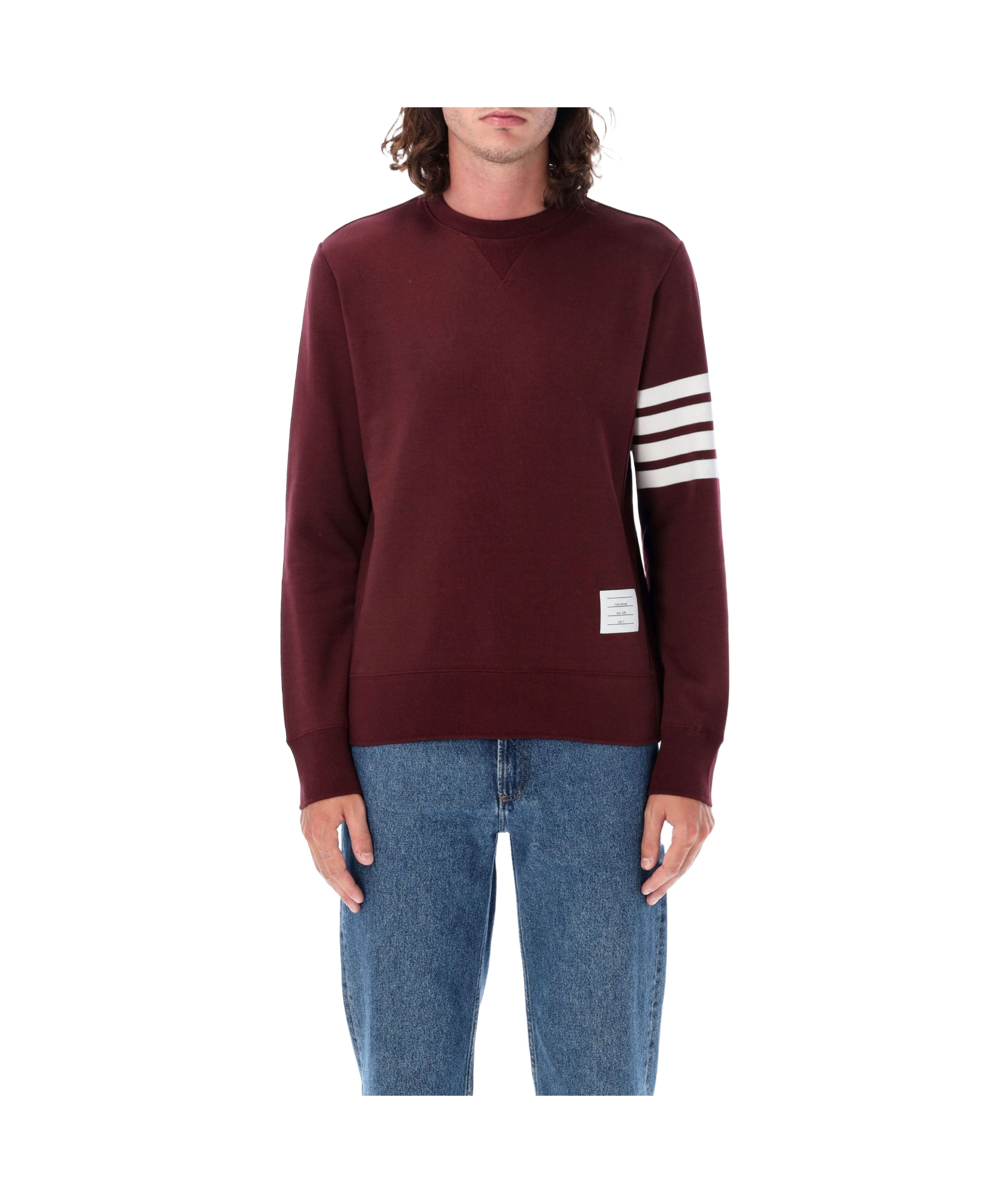 Thom Browne Round-collar Long-sleeve Hoodie In Brown