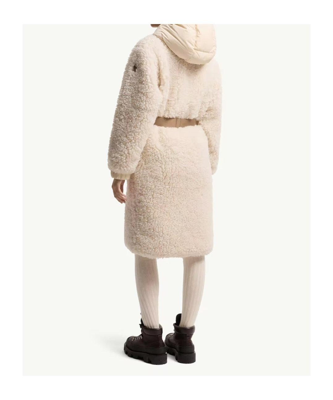 Moncler Grenoble Blavet Teddy Fleece Long Coat In Neutral