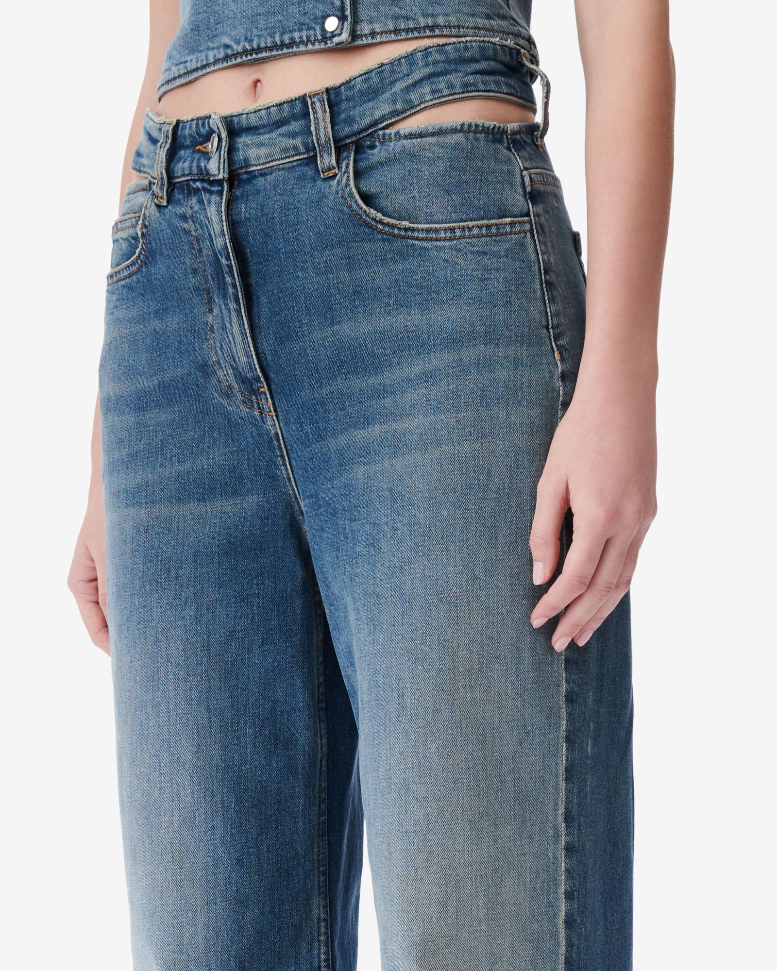 IRO LAMBERTA LARGE SILHOUETTE HOLLOWED-OUT JEANS