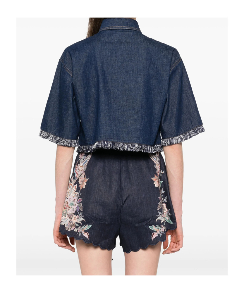 ZIMMERMANN ZIMMERMANN RHIANNON FRINGE DENIM SHIRT