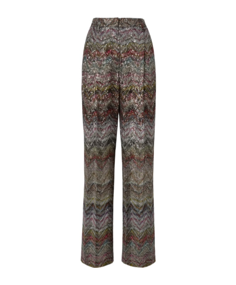 Missoni Sequined Chevron Straight Trousers In Multi