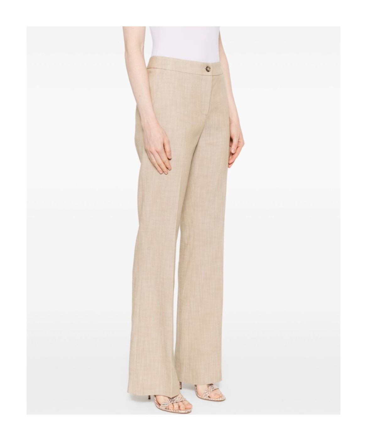 Pinko Flared Trousers With Front Button In Neutral