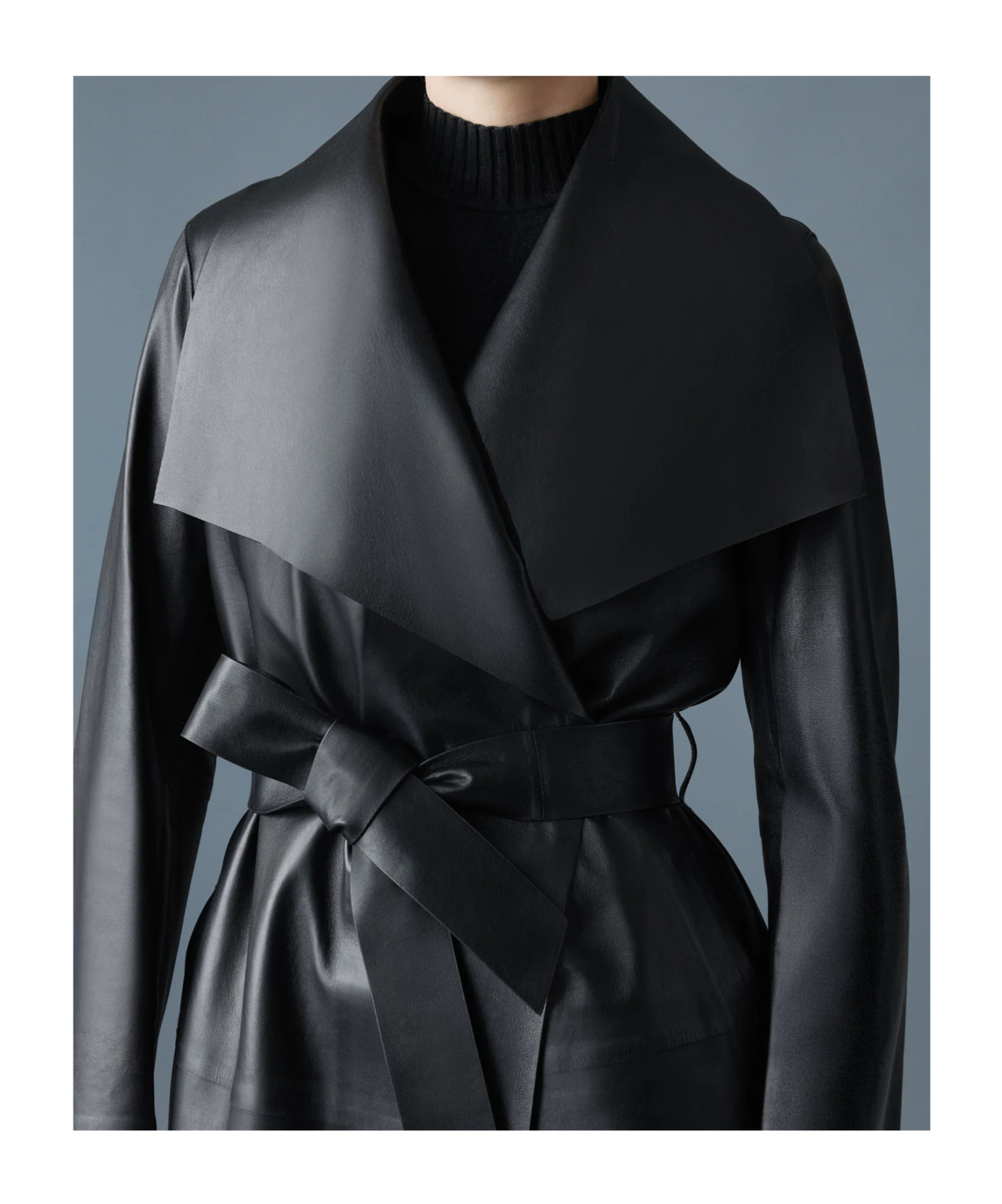 Mackage Long Wrap Coat In Black