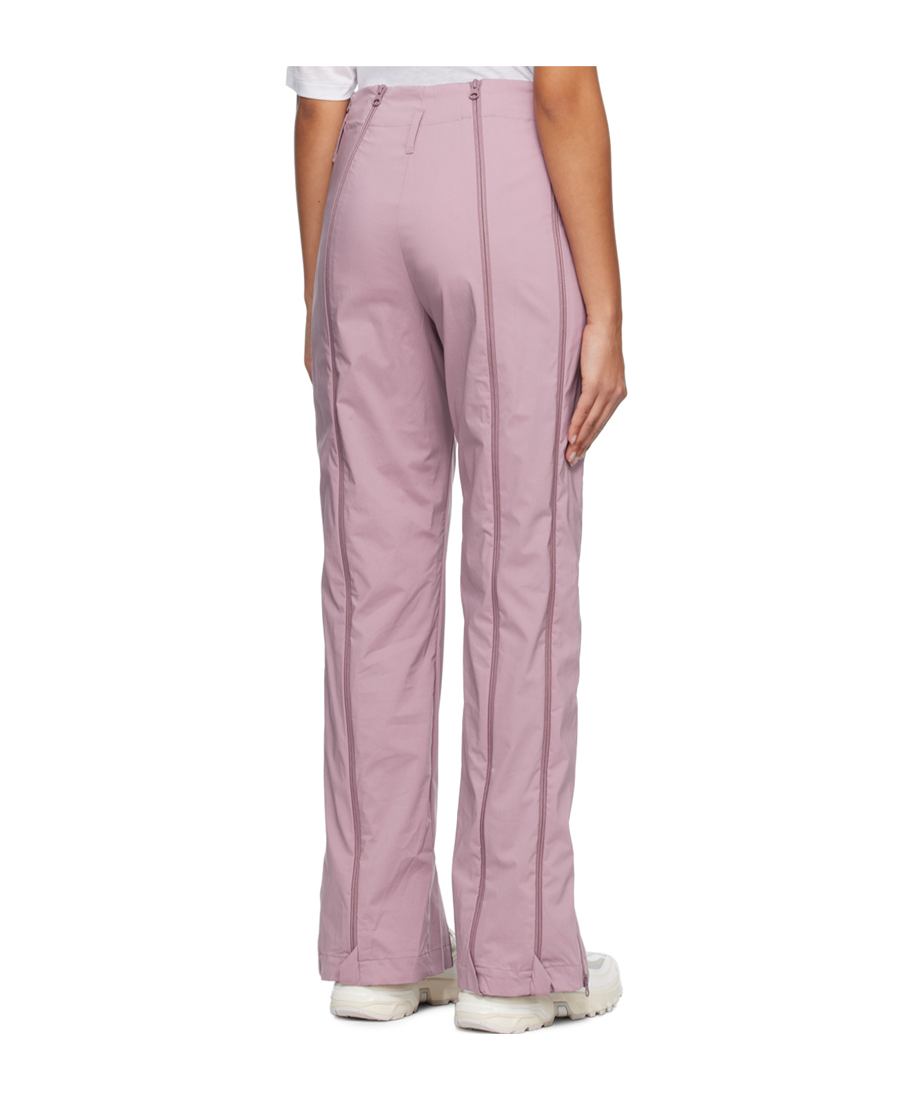 Post Archive Faction (paf) Zipper-open-crotch Casual Pants In Pink