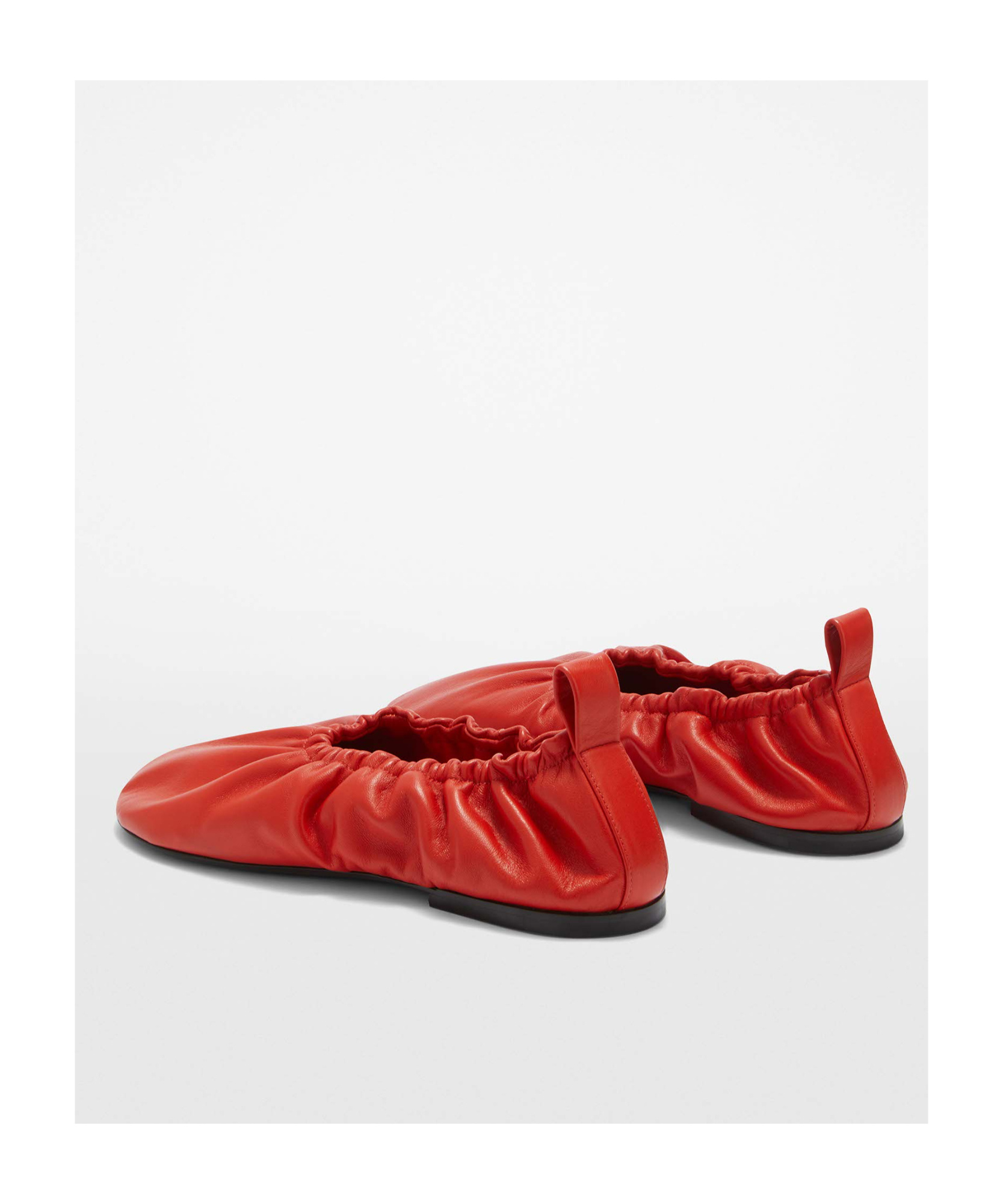 Jil Sander Gathered-detail Leather Ballerina Shoes In Red
