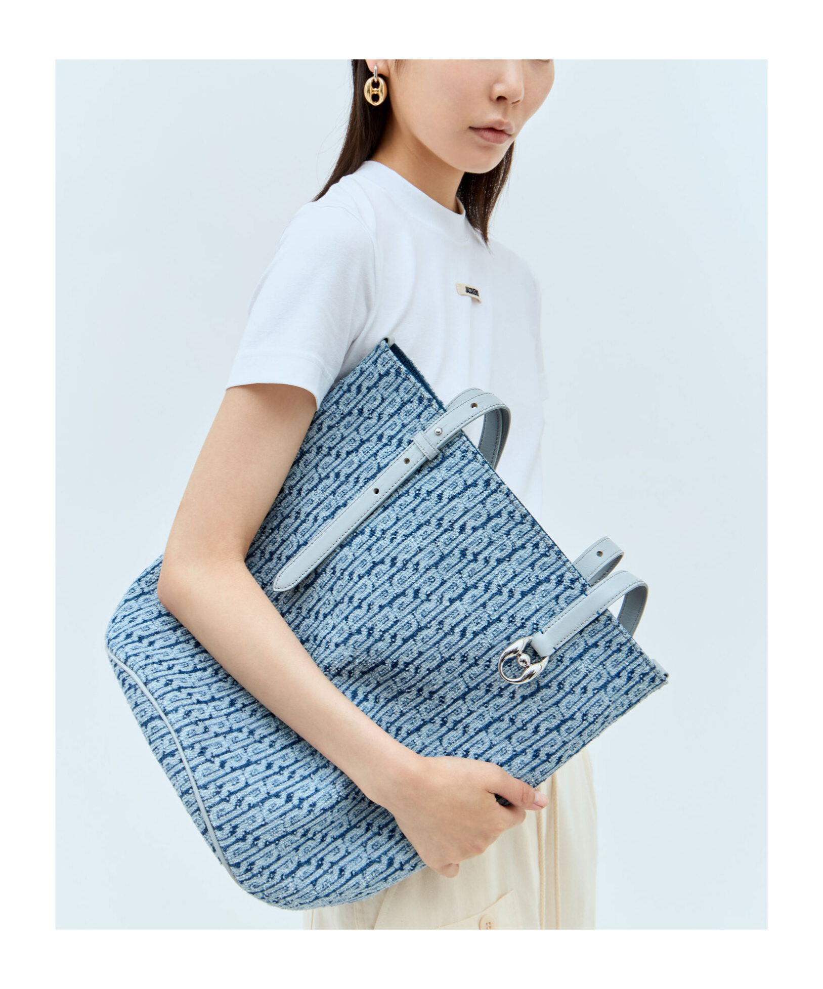 Rabanne Denim Logo Handbag In Blue