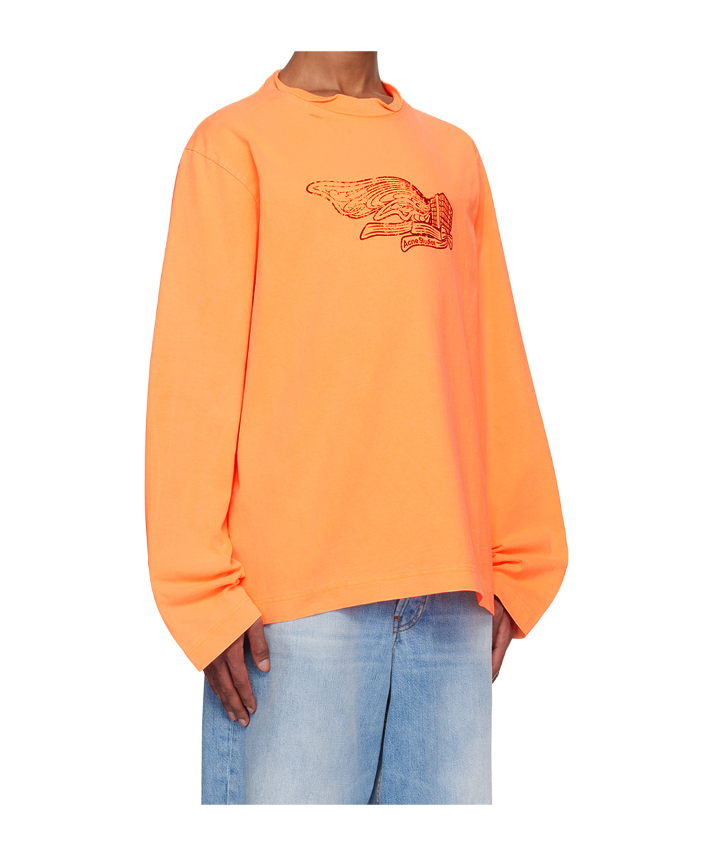 Acne Studios Orange Printed Long Sleeve T-shirt In Orange