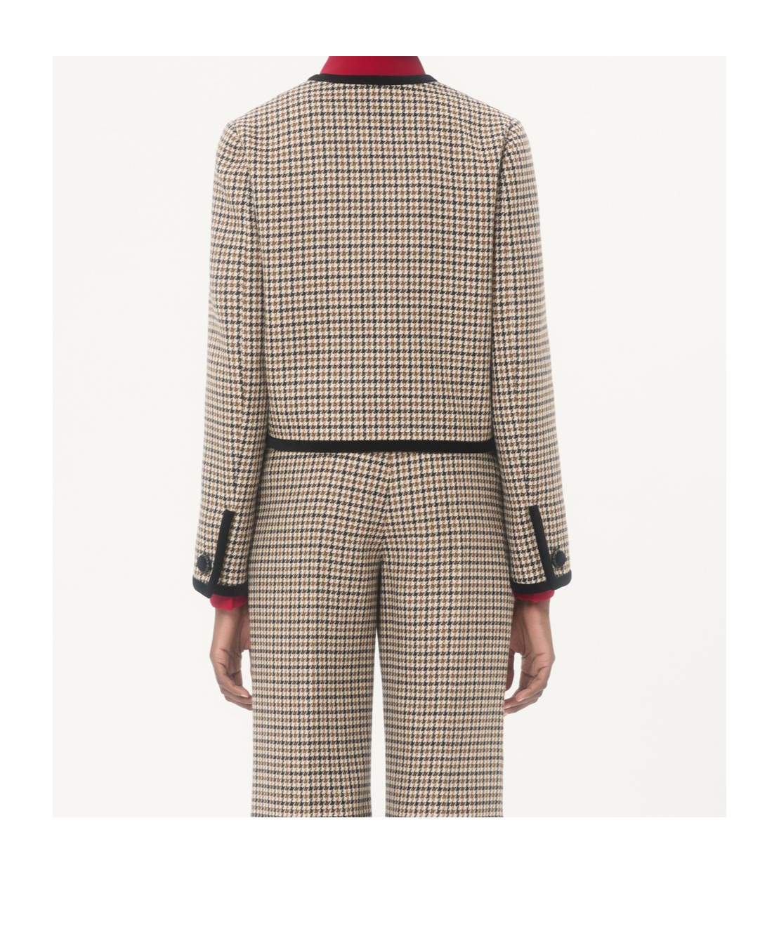 Valentino Short Houndstooth Jacket In Brown