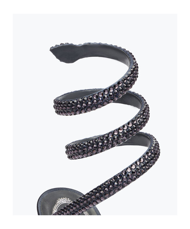 René Caovilla Crystal Embellished Leather Sandals In Black