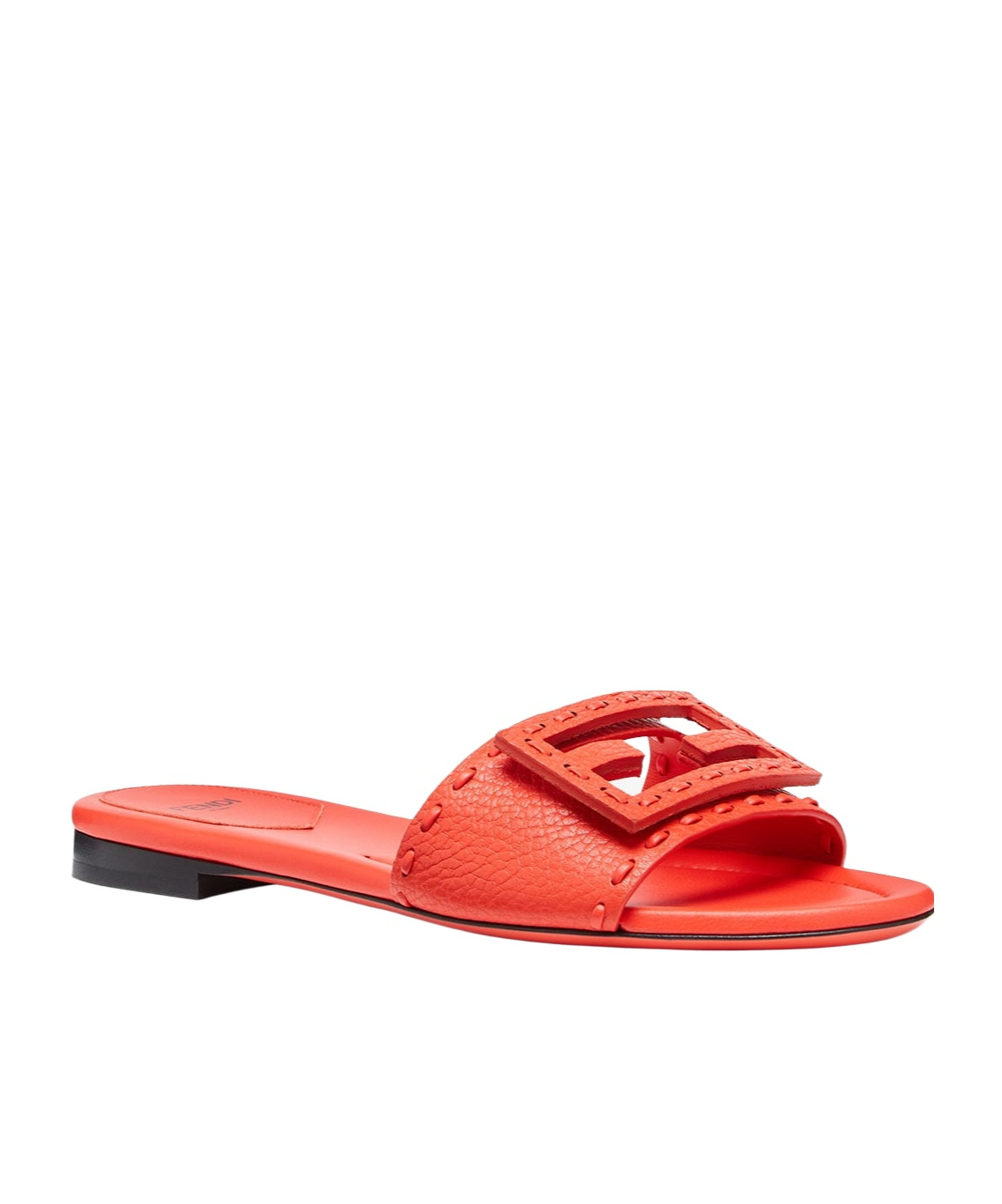 Fendi Wide-band Slides Embellished Selleria Stitching In Red
