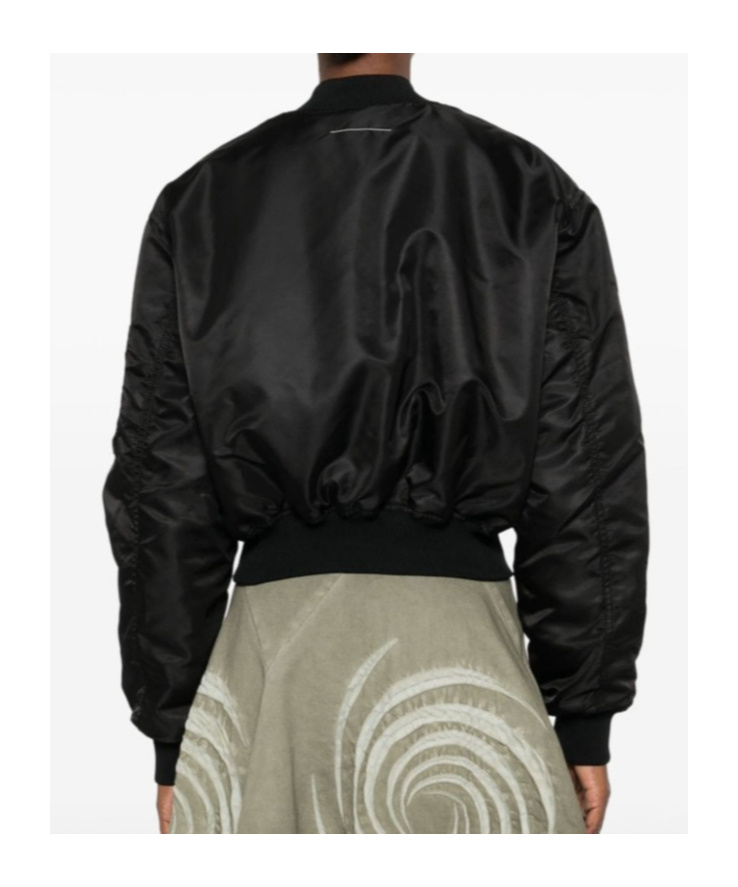 Mm6 Maison Margiela Numbers-motif Zip-up Bomber Jacket In Black