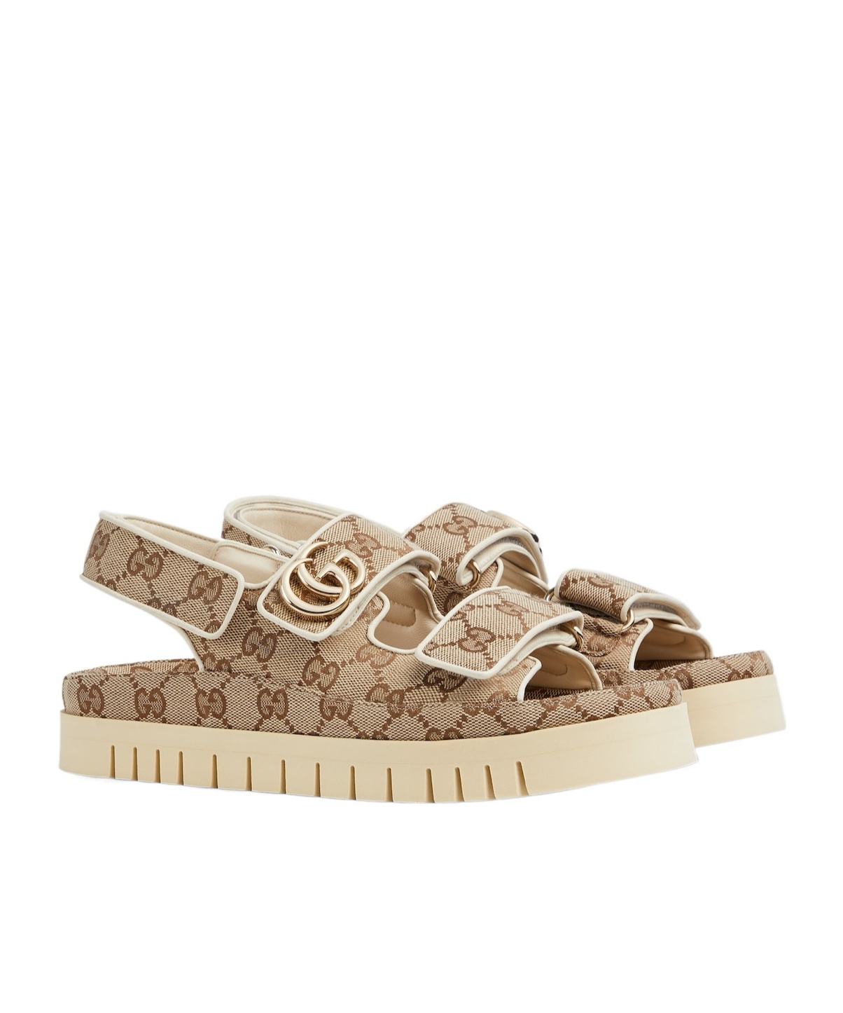 Shop Gucci Women's Sandal With Double G In Beige And Dark Brown