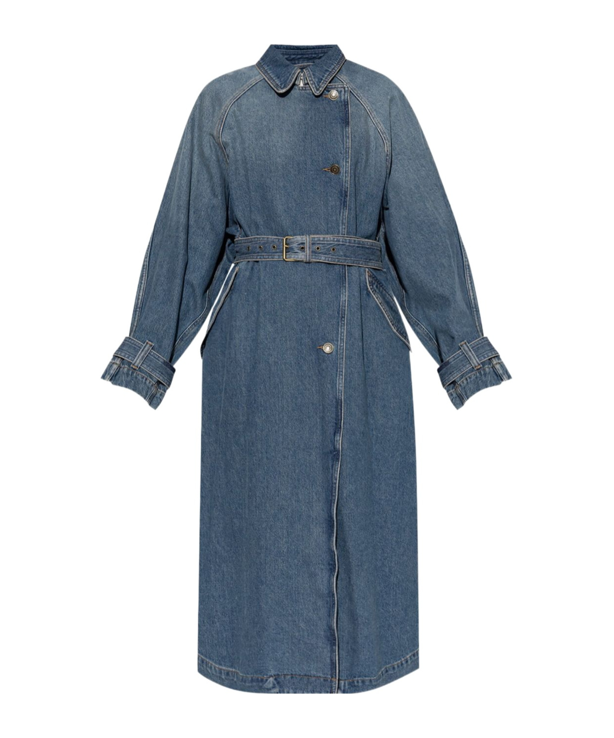 Isabel Marant Brekka Cotton Denim Trench Coat In Blue