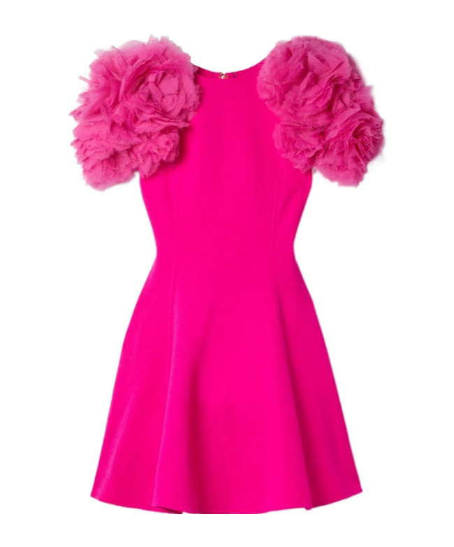 Oscar De La Renta Chiffon-trimmed Mini Dress In Pink