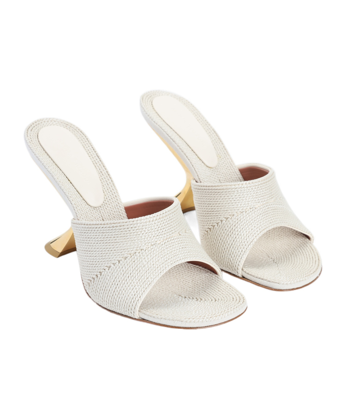 Amina Muaddi Taylor Woven 90 Slipper Sandals In Neutral