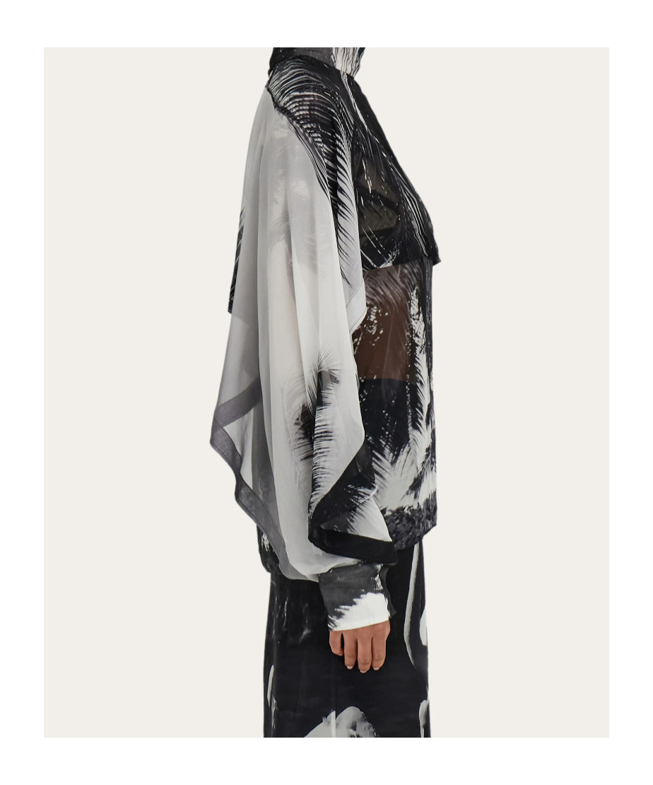 Ferragamo Georgette Shirt With Trinidad Print In Multi