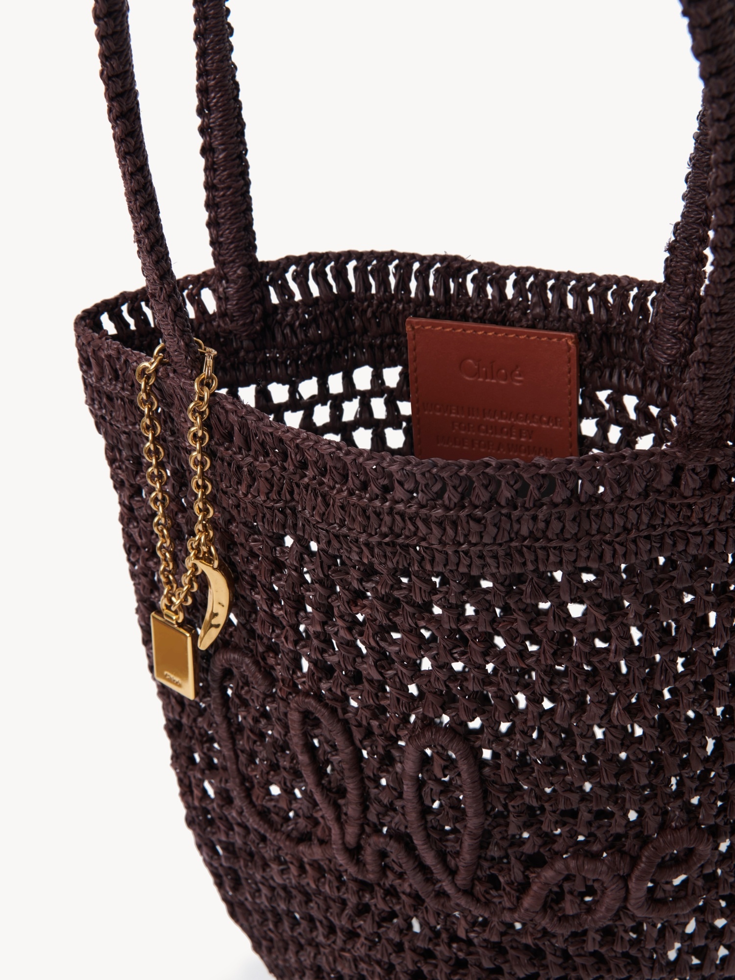 Chloé Petit Sac Cabas Summer Banana En Raphia Femme Brun Taille Onesize 100% Raphia