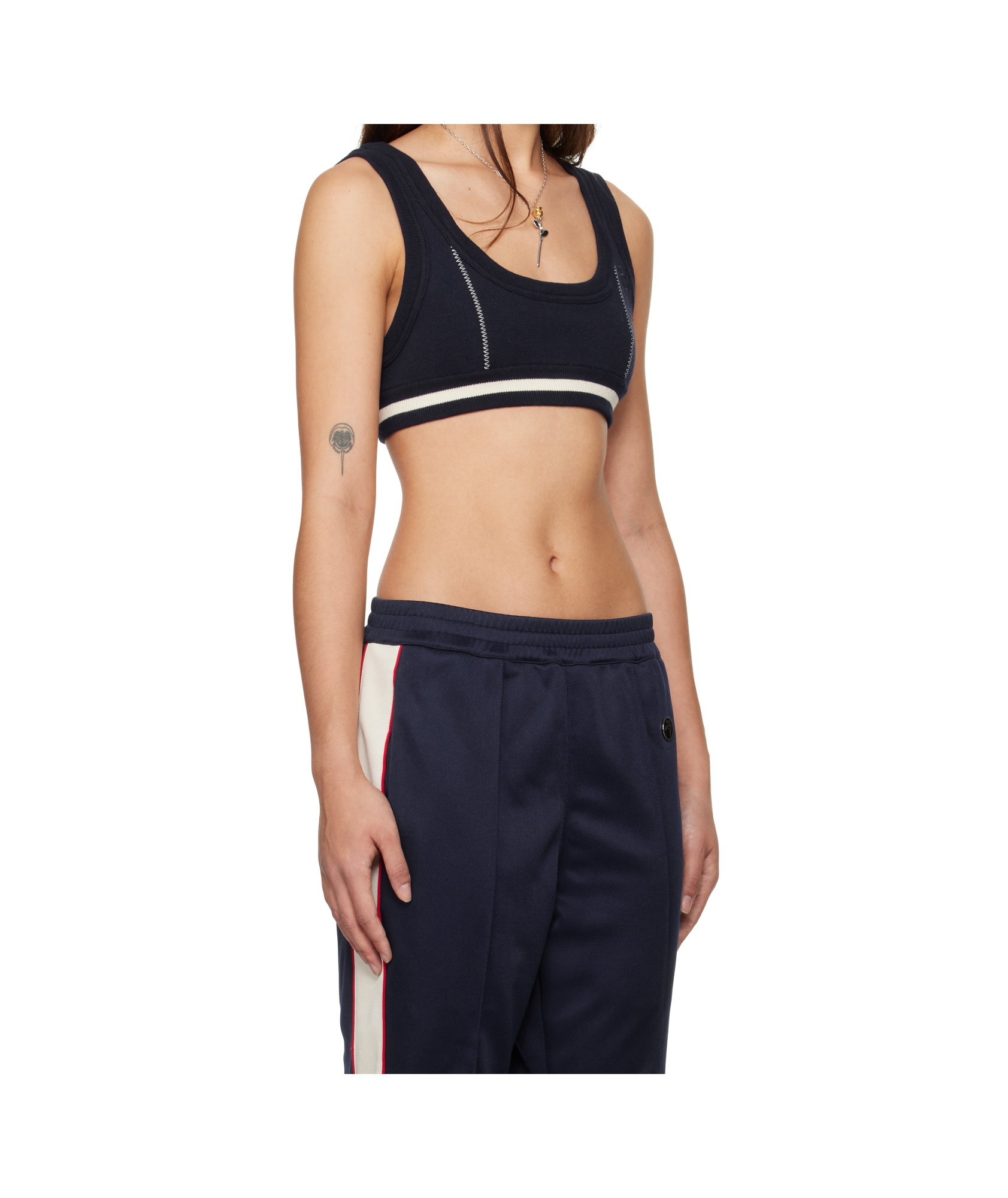 Ambush Contrast Stitch Knitted Top In Black