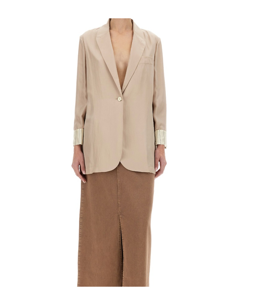 Alysi Silk Blazer In Nude