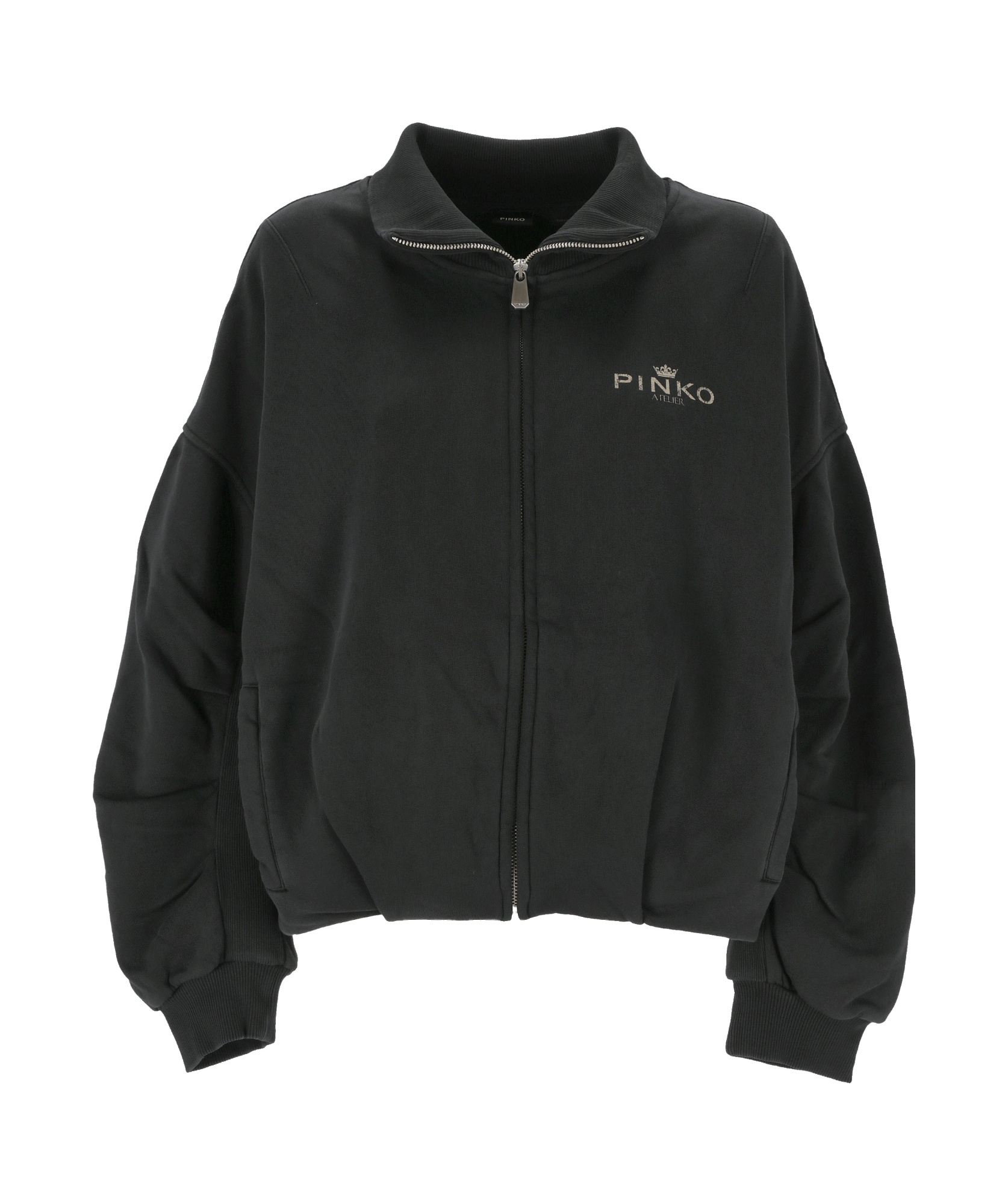 Pinko Zip-up Sweatshirt In Black