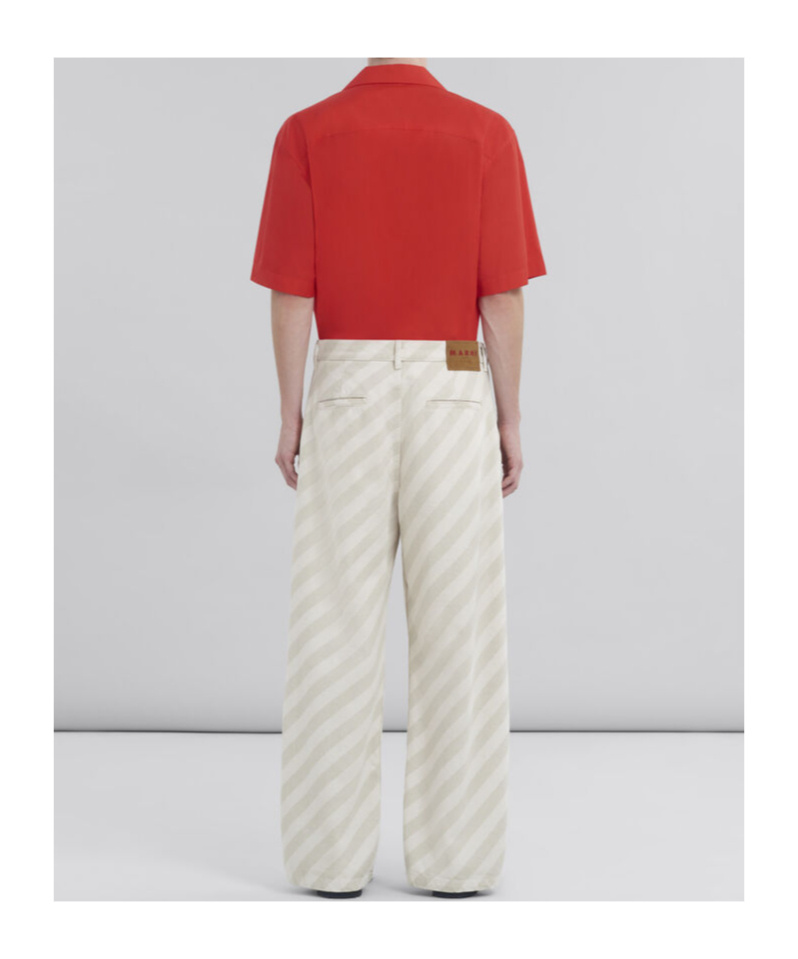 Marni Men Beige Striped Denim Jeans In White