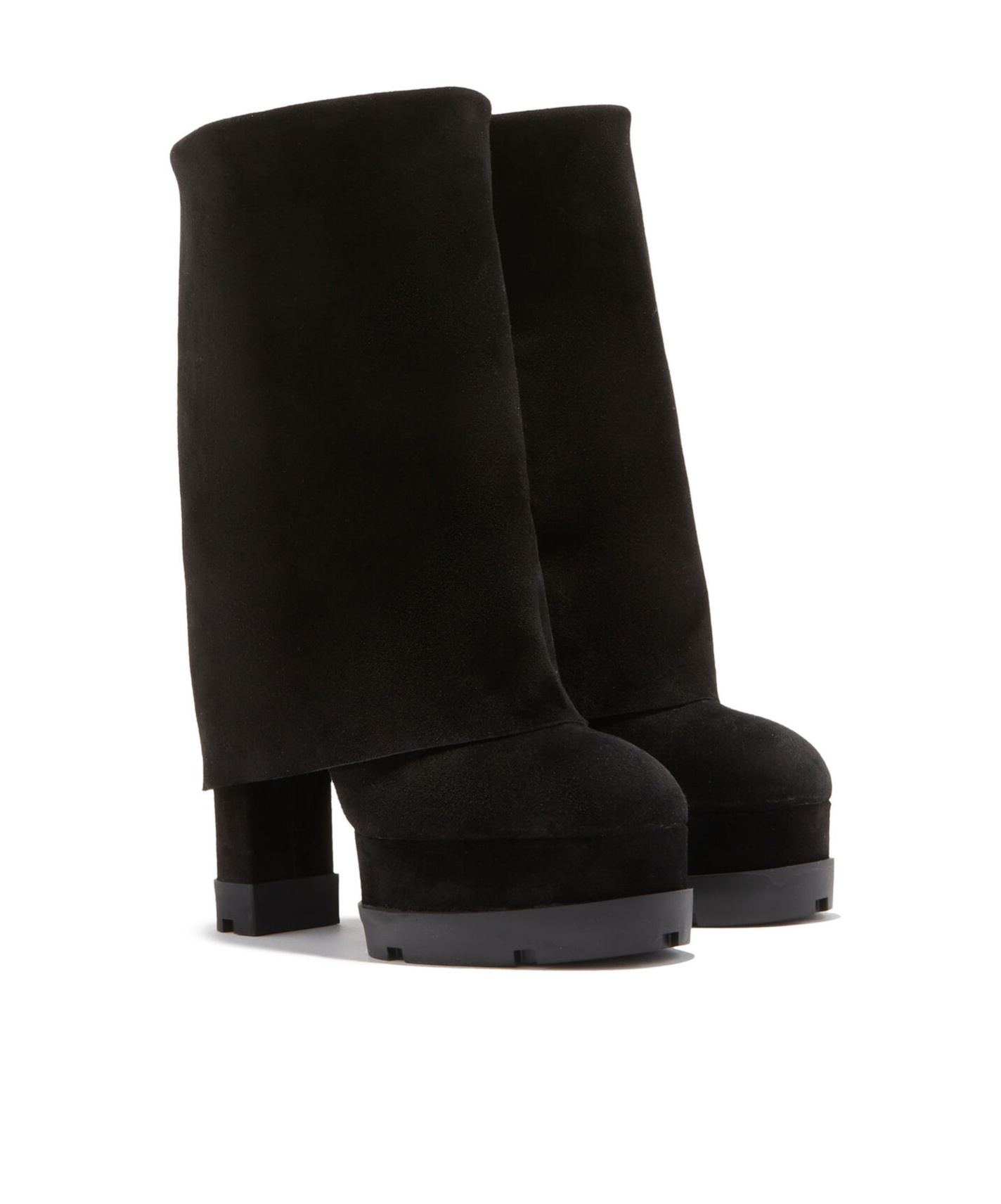 Casadei Ribbed-panel Suede Boots In Black