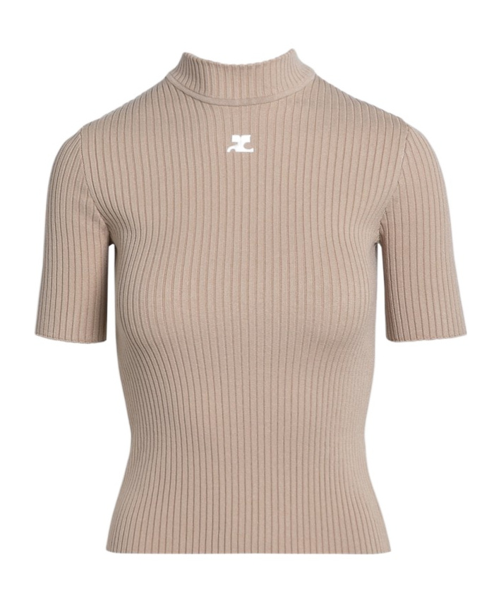 Shop Courrèges Reedition Ribbed T-shirt In Nude