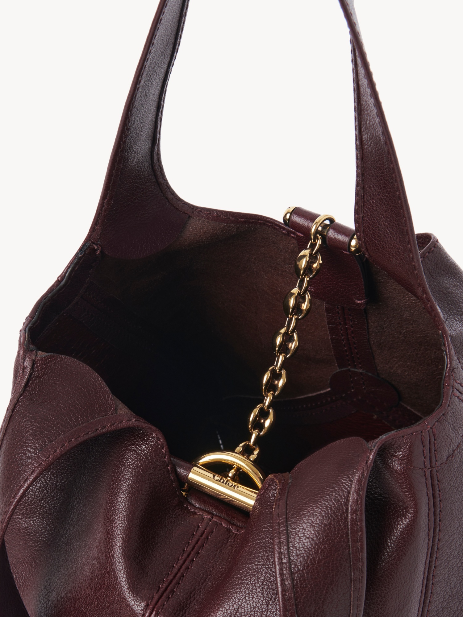 Chloé Balloon Paneled Textured-leather Tote In Red