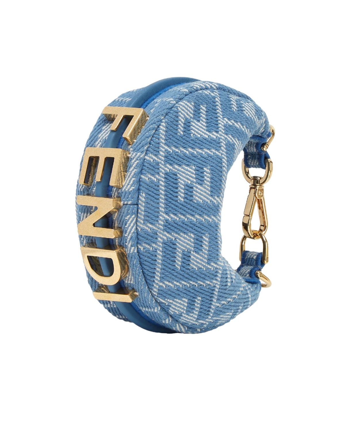 FENDI BLUE DENIM-EFFECT FF JACQUARD CHARM