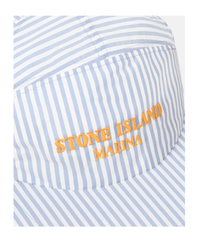 Shop Stone Island Striped Cap In Navy Blue