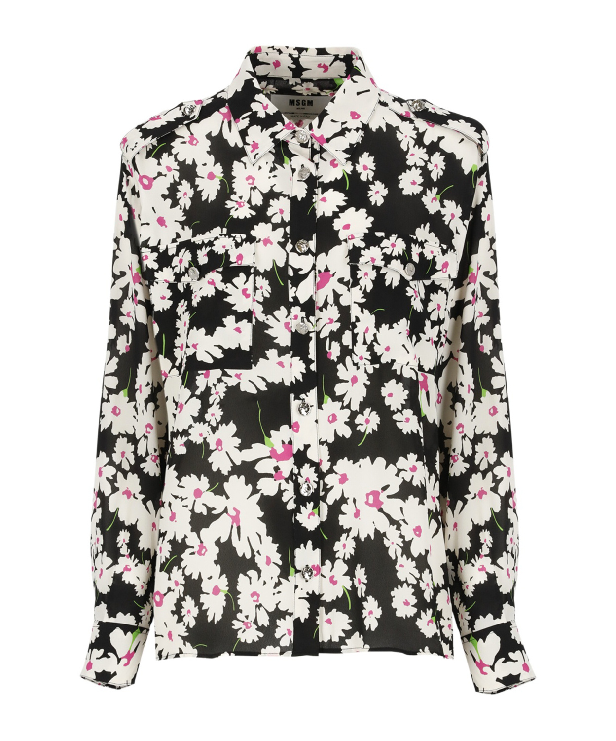 Msgm Floral-print Button-fastening Shirt In White