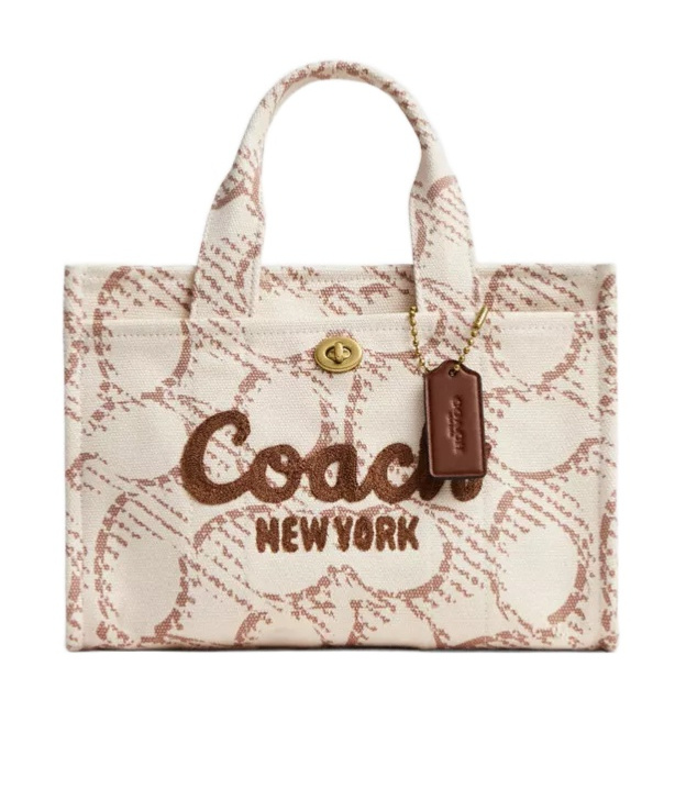 Coach Cargo Tote Bag 26 With Signature Canvas In Nude