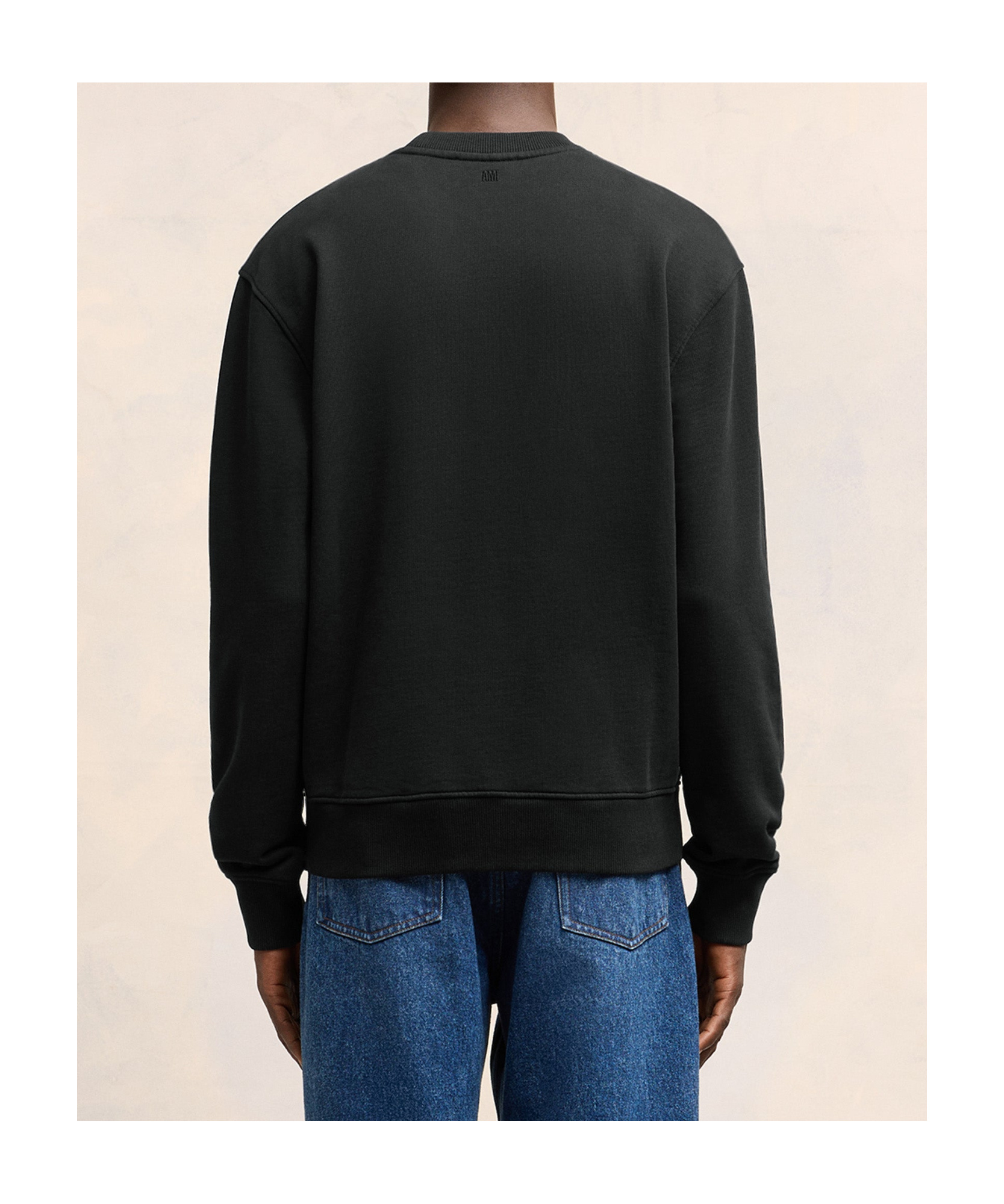 Ami Alexandre Mattiussi Crewneck Heart-embroidered Wool Sweater In Blue