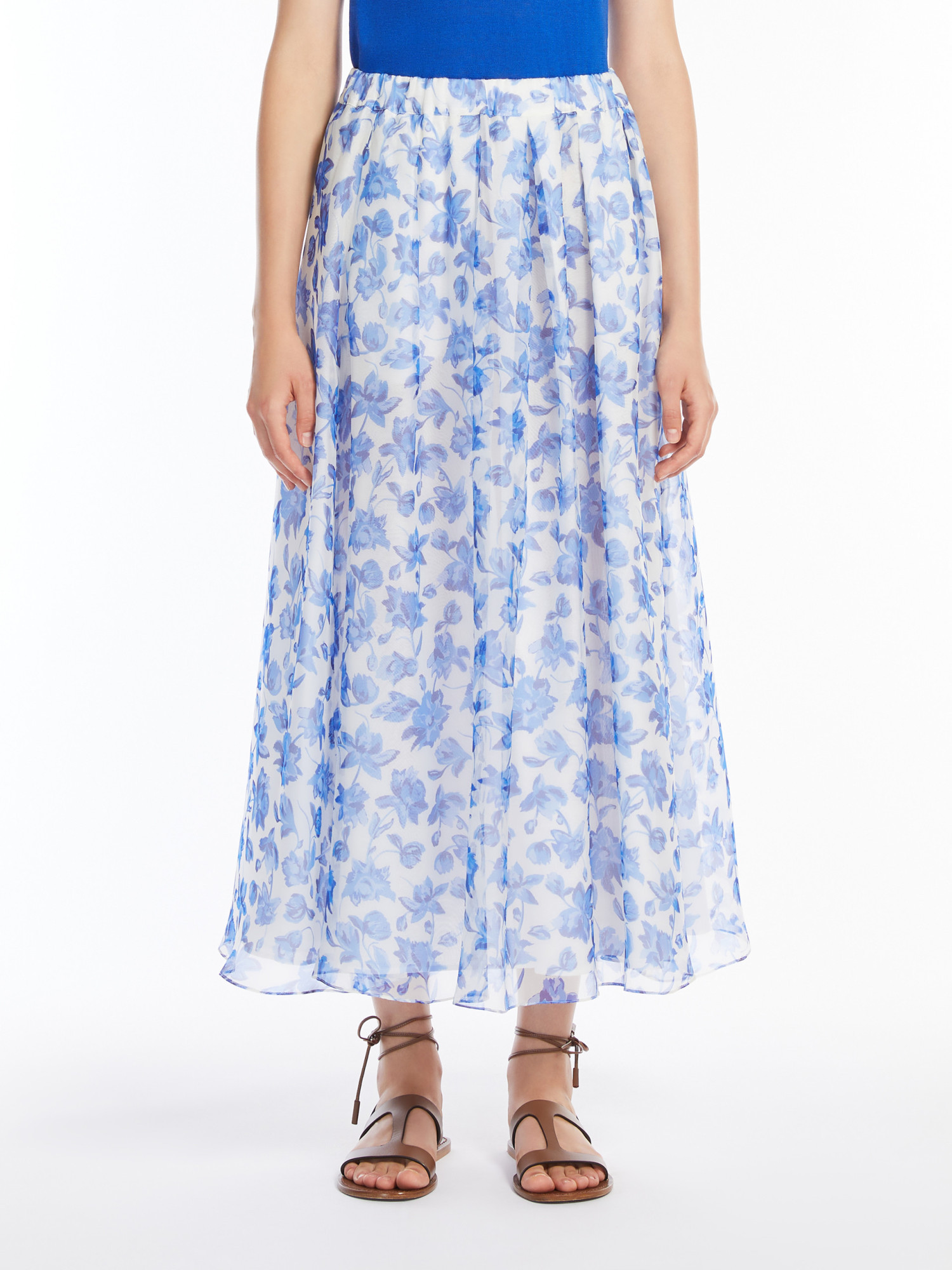 Weekend Max Mara Silk Organza Bell Skirt In Blue