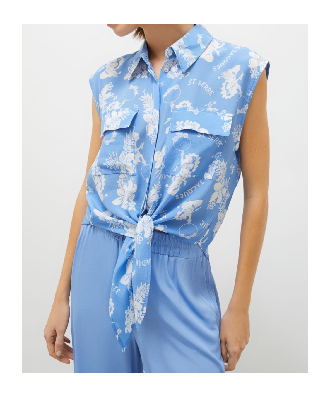 MARELLA SLEEVELESS CREPE SHIRT
