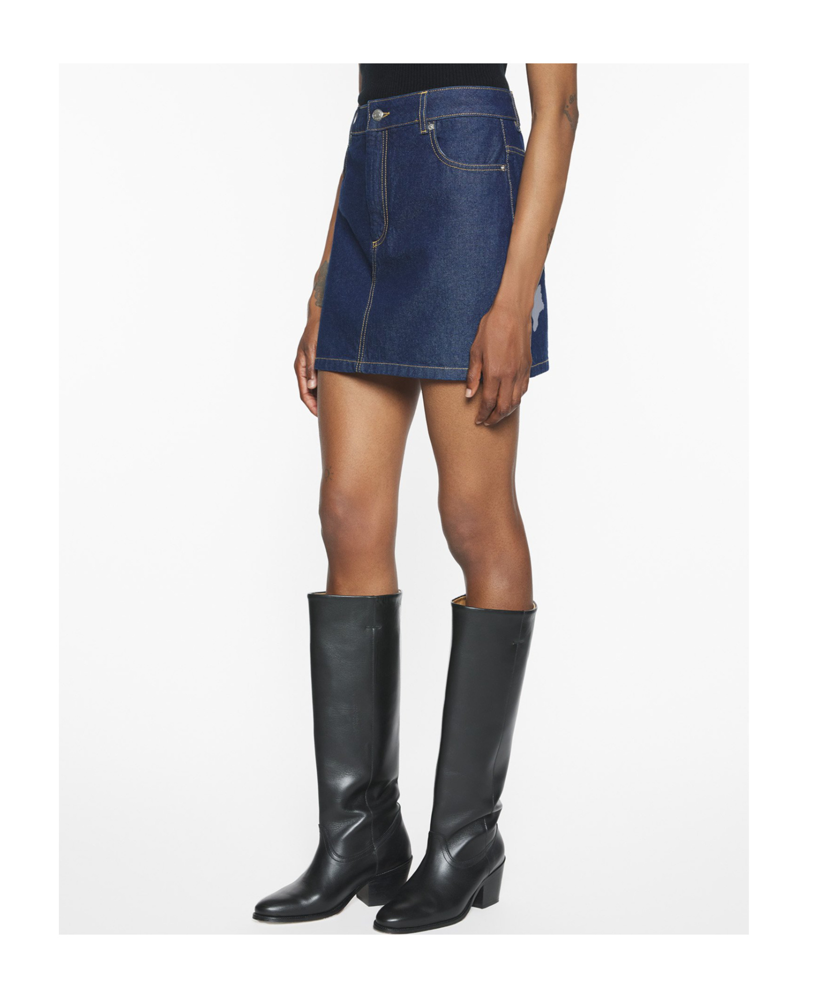 Maison Kitsuné Denim Mini Skirt In Blue