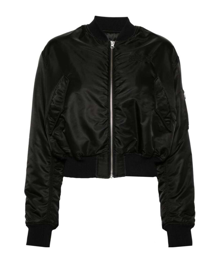Mm6 Maison Margiela Numbers-motif Zip-up Bomber Jacket In Black