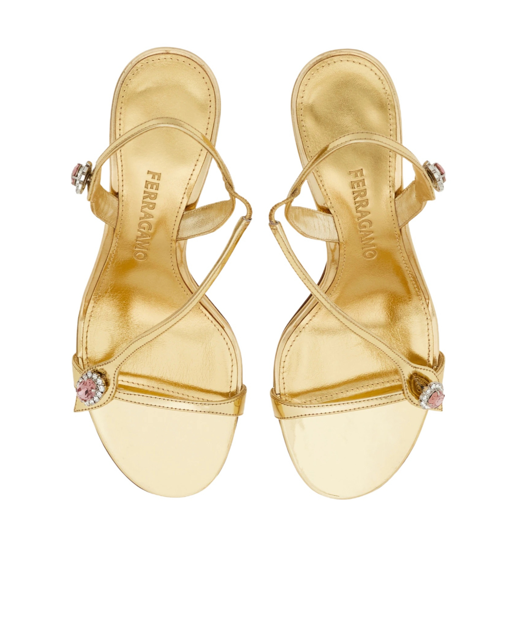 Ferragamo Sibilla 70 Crystal Embellished Sandals In Gold