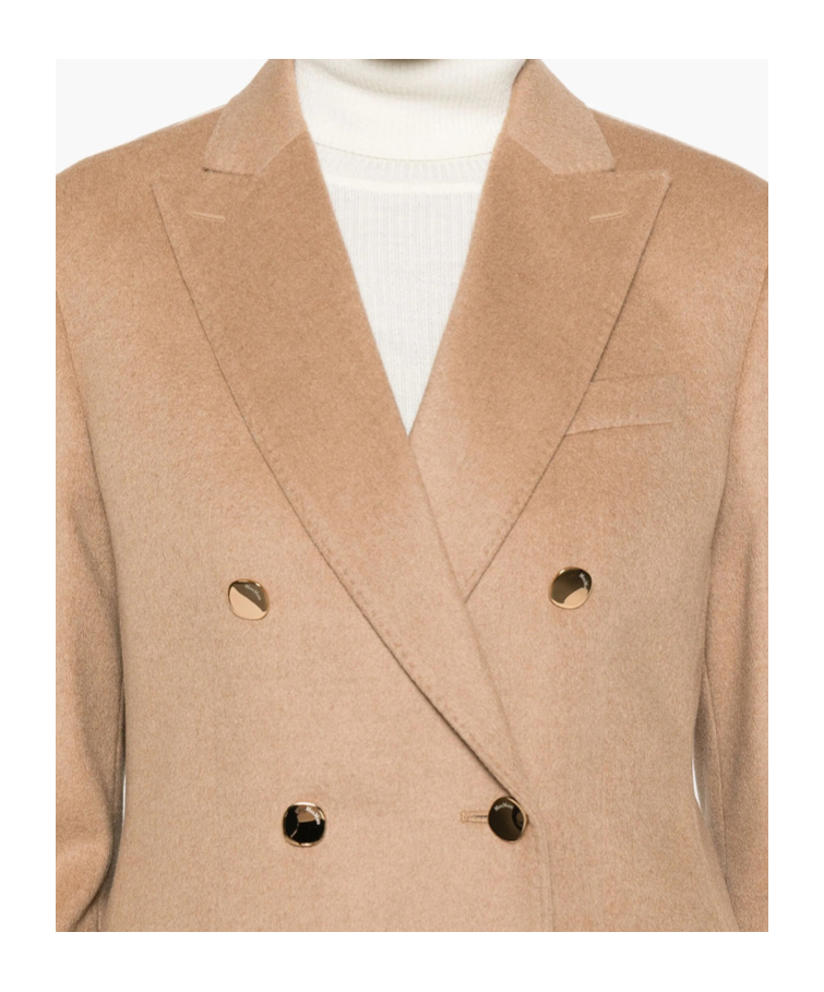 Max Mara Double-breasted Wool Jacket Back Vent In Pink