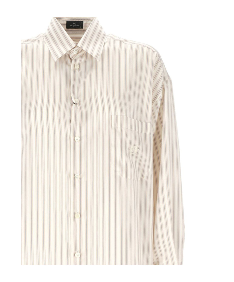 Shop Etro Striped Buttoned Shirt In White