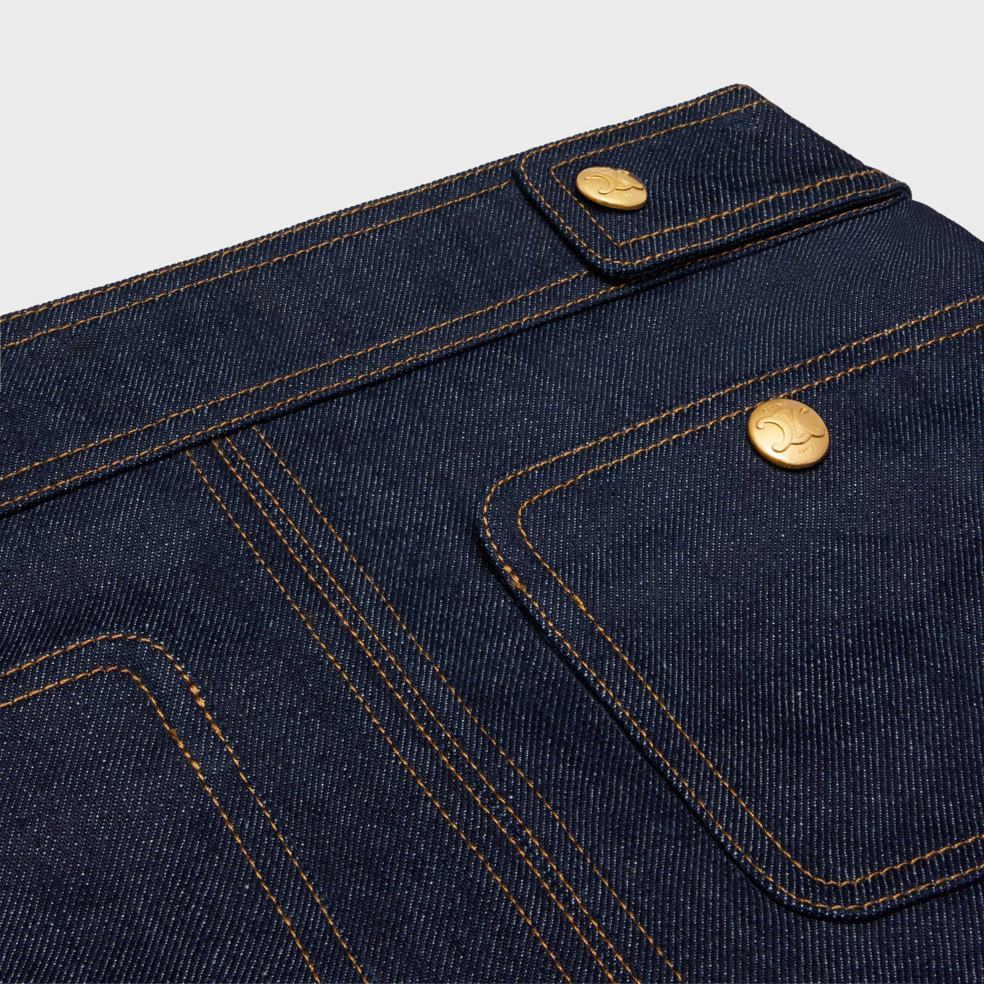 Celine Logo Denim Skirt In Black