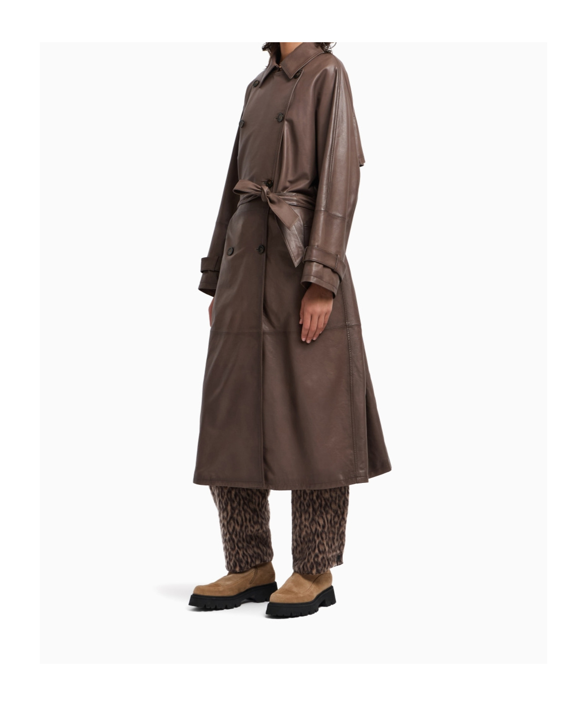 Emporio Armani Stylish Raincoat Featuring Belted Waist In Brown