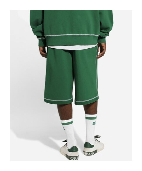 Dolce & Gabbana Logo-embroidered Jersey Track Shorts In Green