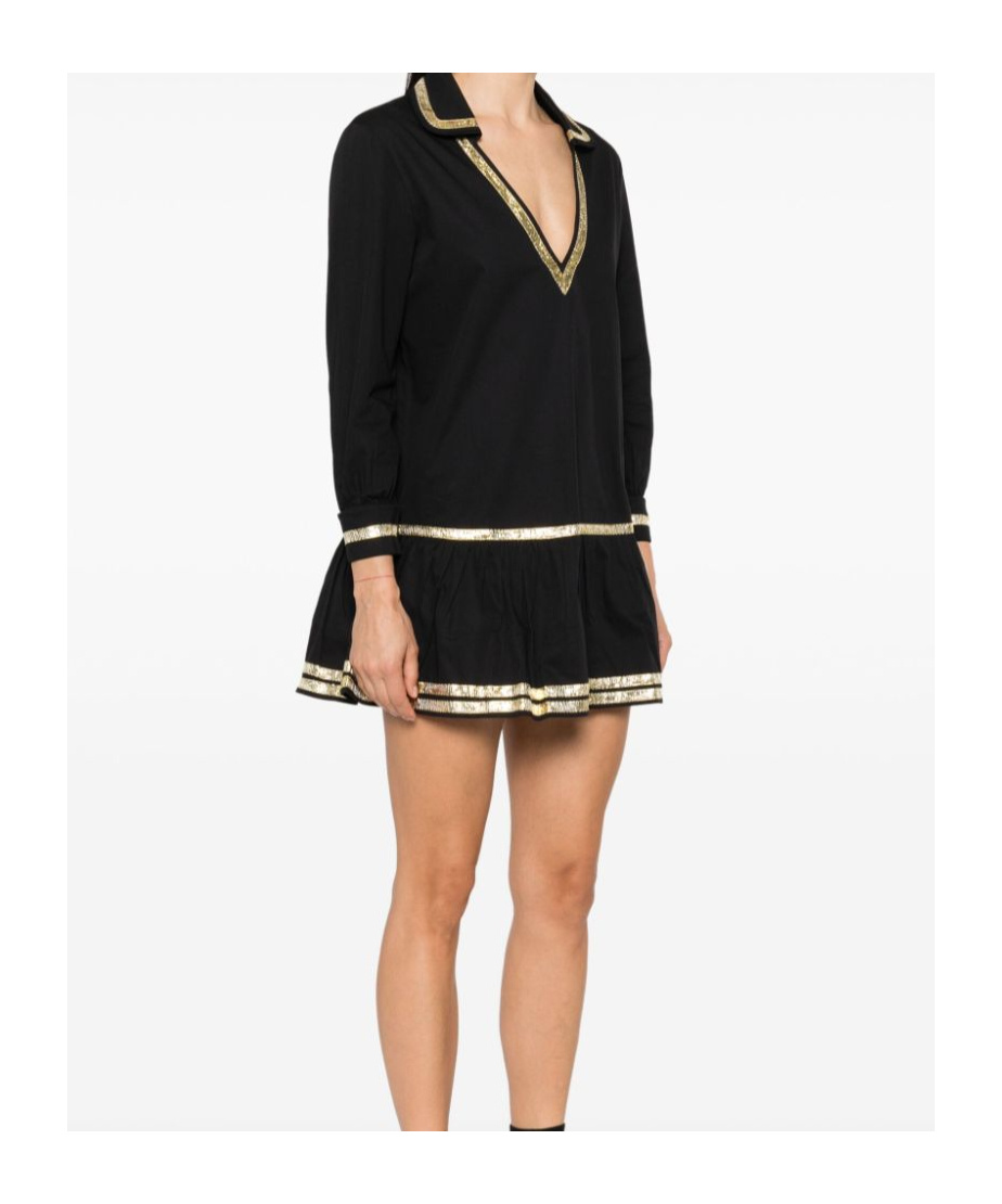 Bode Embellished Cotton-poplin Mini Dress In Black