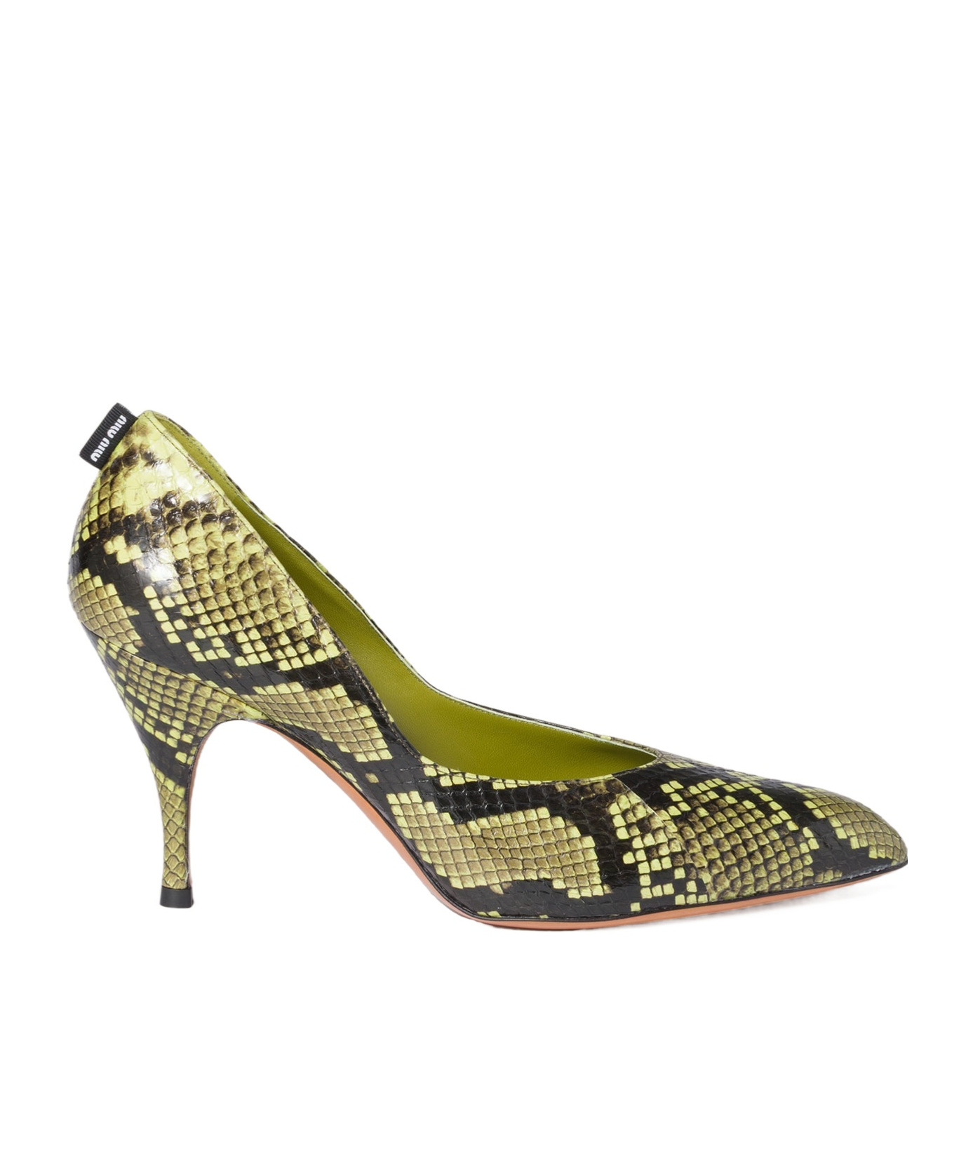 Miu Miu Python-print Ayers Leather Pumps In Green